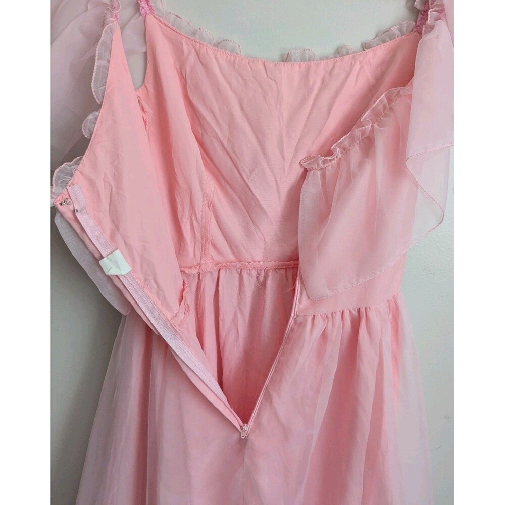VTG 70s 80s Southern Belle Dress Princess Gown Tiered Pink Altered 0 XS Costume - Picture 9 of 9
